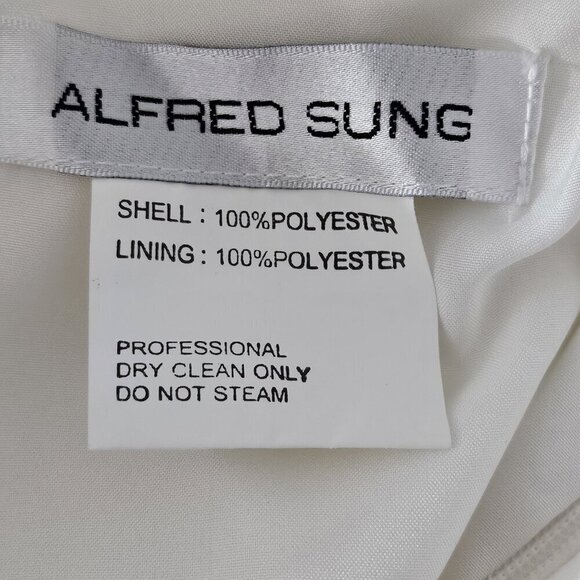 2/$50 Alfred Sung Off-the-Shoulder Cocktail Dress Snow White D686 Size 4 - Picture 3 of 5